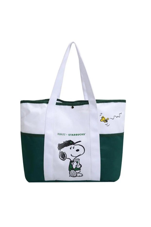 Snoopy-white Kawaii Snoopy Shoulder Bag Anime Cartoon Women Fashion Large Capacity Tote Bag D