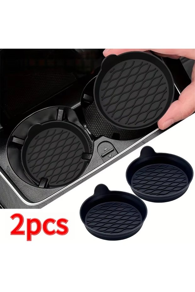 Black-2pcs 2Pcs Silicone Car Cup Mat Cup Holder Car Car Water Cup Mat Circular Anti Slip Creative Ca