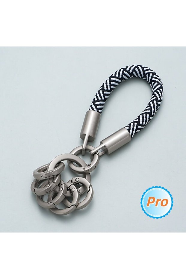 Zebra Premium-feel Titanium-colored Alloy Keychain with Multi-ring Pendants—a handy Tool for Organiz