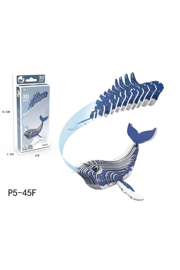 Humpback Whale 3D Animal Puzzle for Kids - DIY Dinosaur Ocean Safari Paper Crafts, Educational toy f