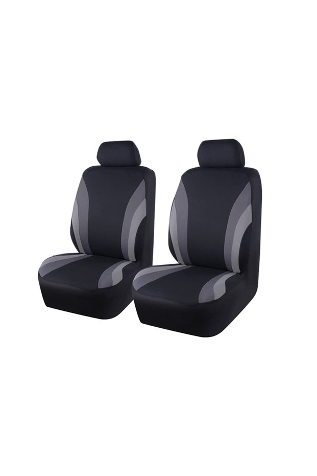 Gray 2 Seat AUTOKING Sporty Design Universal Polyester Fabric Seat Covers For Car SUV Truck Van Acce