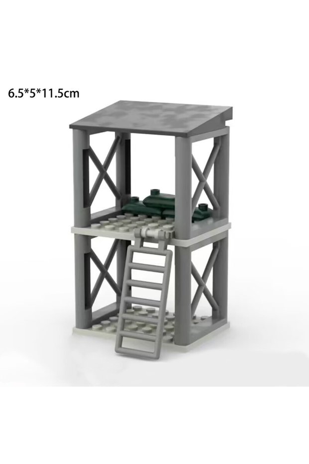 Z05-31 Military WWII MOC Sentry Post War Scene Sandbag Building Block Soldier Watchtower Toy