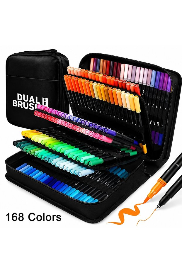 168 colors 24 to 168 Colors Vibrant Double-Ended Watercolor Markers – Art Set for Drawing & Crafts,