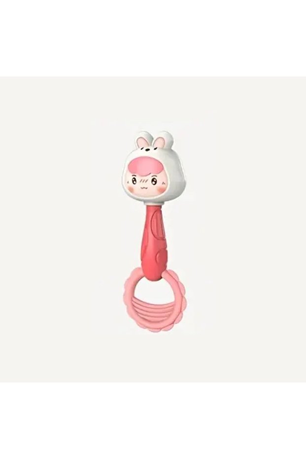 teether rabbit B Cartoon Animal Rattle handbell, Newborn Sensory Development Grasp Learning Toy, Bab