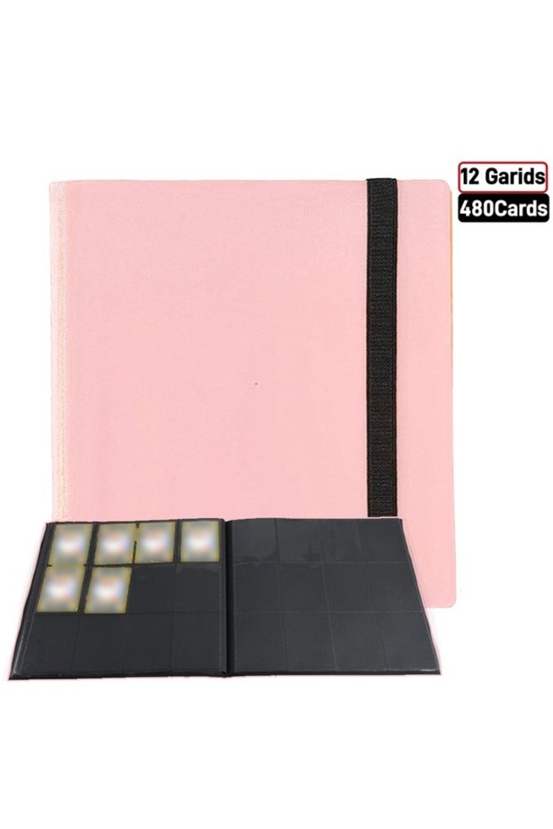 pink 12 grid 4/9/12-Pocket Trading Card Binder - Holds 160-540 Cards - Durable PP Cover - Ideal for