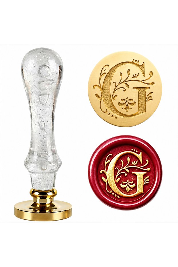 G 26 Letter Wax Seal Stamp,25mm Brass Head with White Bubble Handle Wax Stamp for Wedding Invitation
