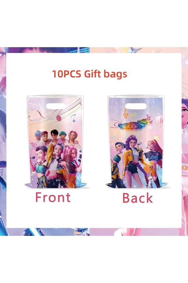 In stock 10PCS Gift bags 2026 New Popular Cute Cartoon Anime Music Theme Party Supplies Birth