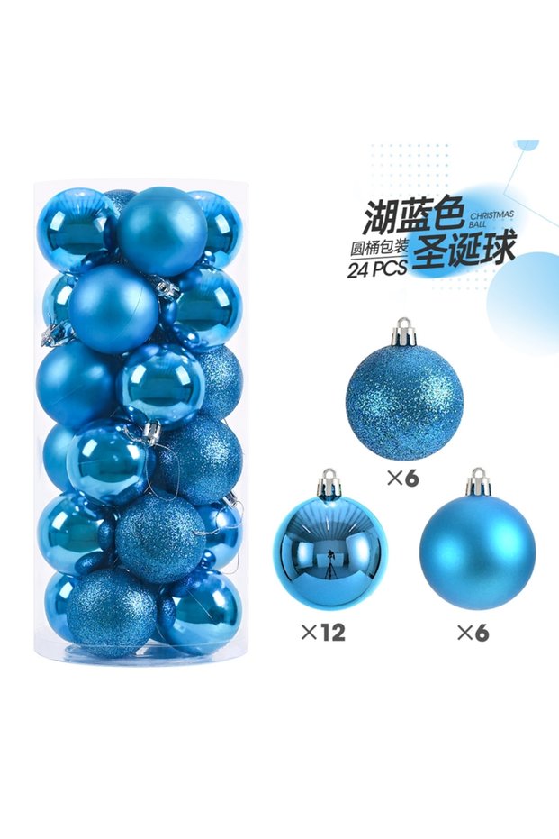 3CM X-24Pcs Lake Blue 24/36Pcs 3CM Christmas Balls Christmas Tree Ornaments Xmas Decoration Pendants