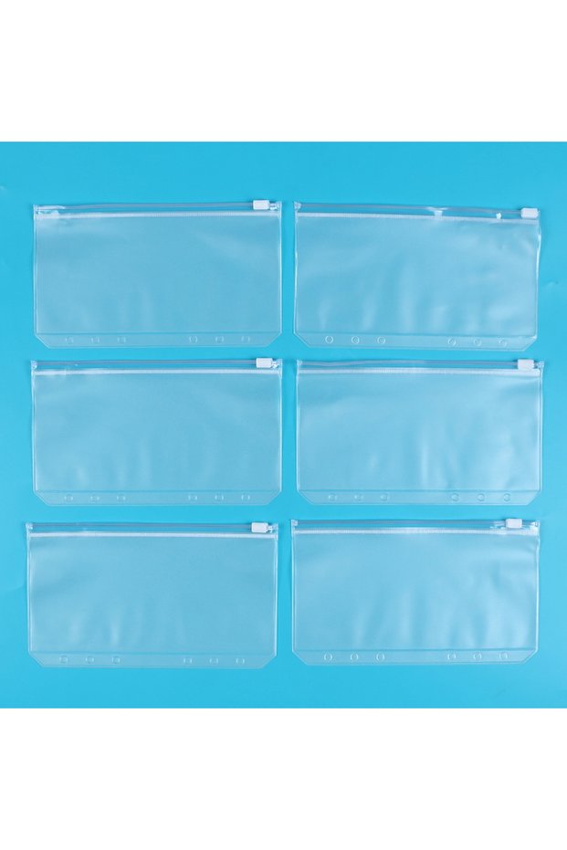 6Pcs 6/10Pcs A6 Binder Pockets Clear Zipper Binder Bag Money Organizer Budget Document Filing Loose
