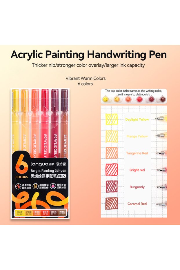 Vitality Warmth Languo 6-144 Colors Painting Acrylic Gel Pens Large Capacity Ink Pen for Drawing Dia
