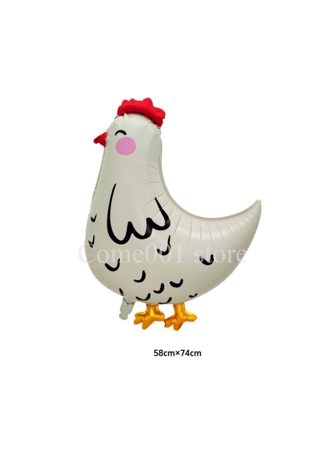 Other White hen Cute Farm Animal Walking Foil Ballons Chicken Rooster Balloons Birthday Backdrop Dec