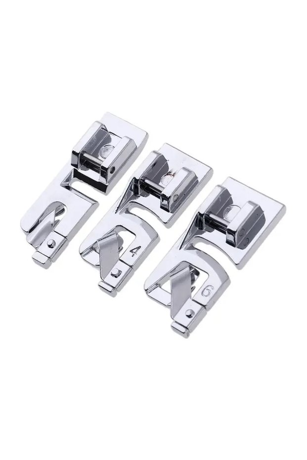 L 3pcs Narrow Rolled Hem Sewing Machine Presser Foot – For Stretchy Fabrics, Precise Stitching, Whit