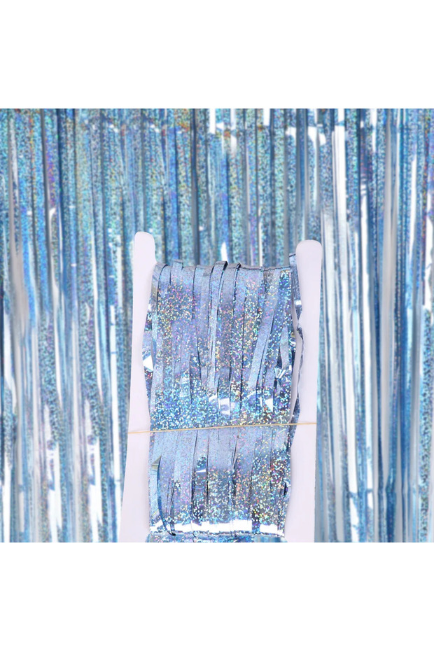 Blue Blue 2M*1M Laser Tinsel Foil Curtain Frozen Party Supplies Birthday Decoration Adult Kids Boy G