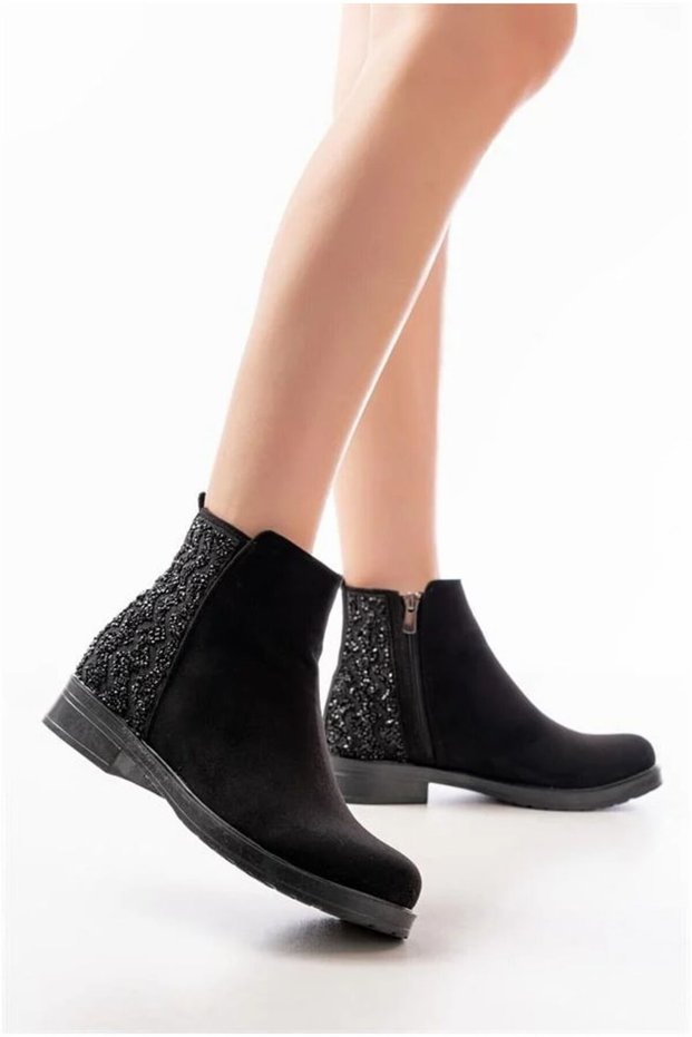 Women's Comfortable Daily Suede Zippered Comfort Boots with Accessories