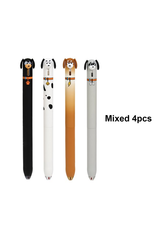 black Mixed 4pcs Cute Dog Gel Pen ST 0.5mm Movable Ears Fast Drying Black Ink Kawaii School Supplies