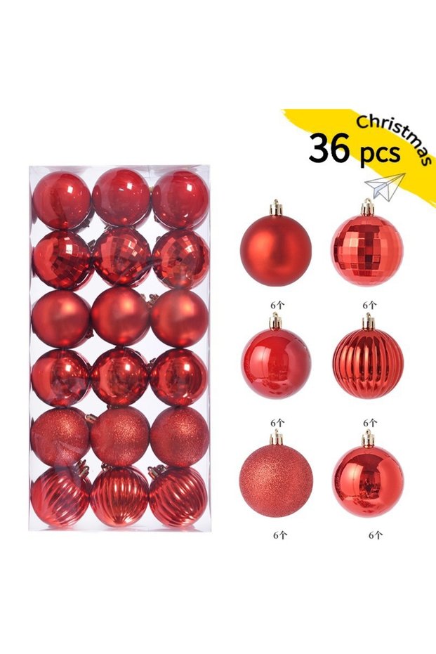 3CM X-36Pcs Red 24/36Pcs 3CM Christmas Balls Christmas Tree Ornaments Xmas Decoration Pendants Home