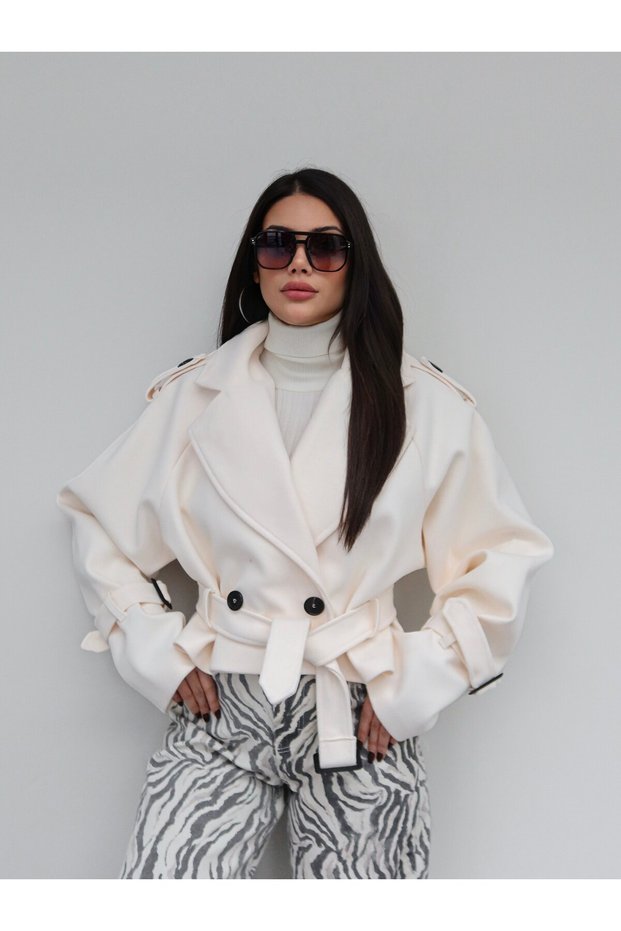 Short Epaulet Cashmere Coat E.H Collection