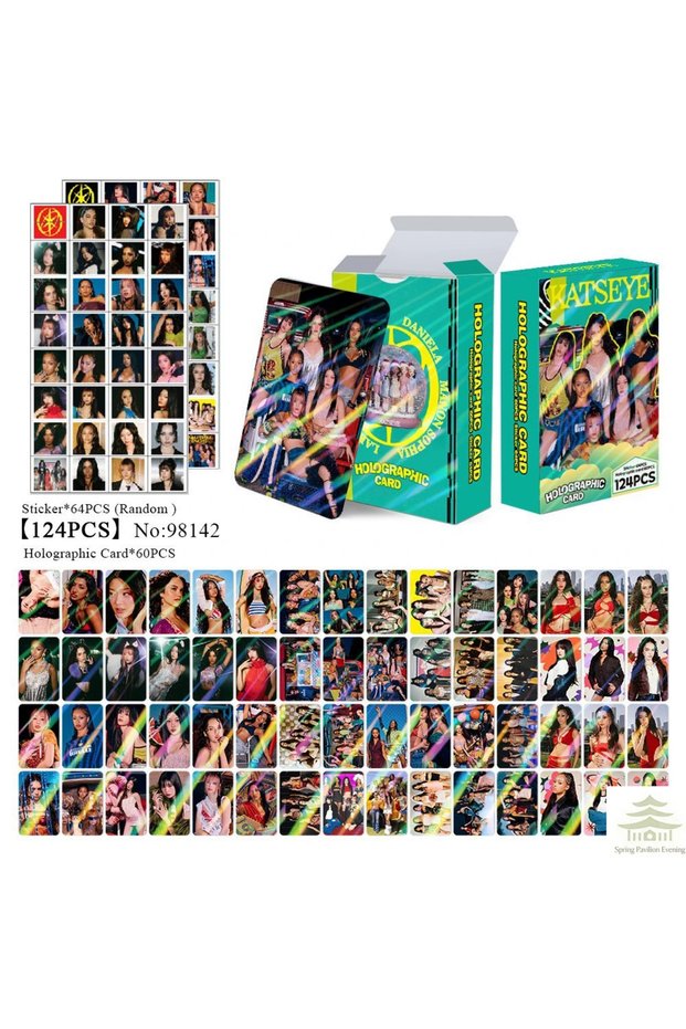 KATSEYE-1 124Pcs Laser HD Lomo Cards Set, HD Printed Photo Cards and Stickers,, Fans Decorative Coll