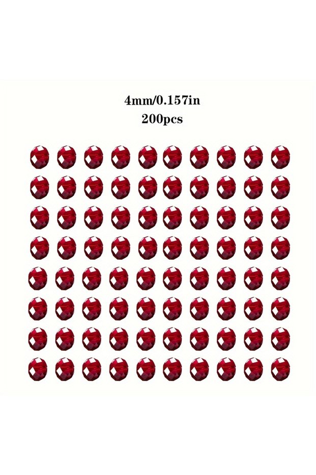 4mm 200pcs [200 Red Glass Beads] 200/150/100 Red Glass Crystal Flat Beads | Moon Beads, for DIY Jewe