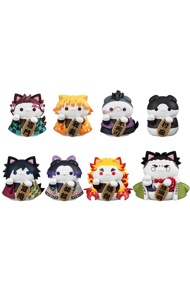 8pcs set 8pcs Q Version Demon Slayer Sitting Ghost Doll Tanjiro Nezuko Inosuke Zenizu Toy Fig