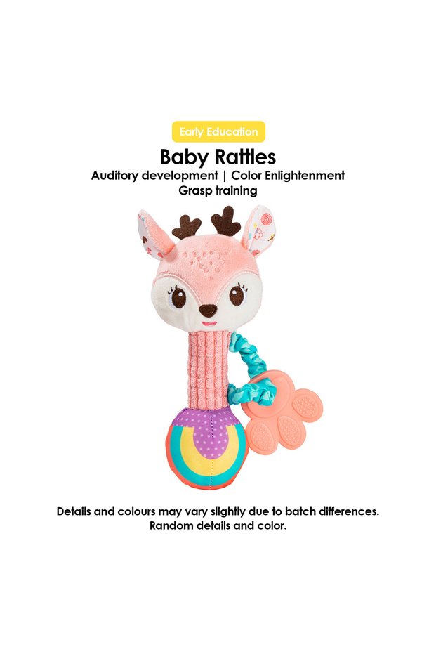 SYL-Pink Deer 1pcs 0-12M Newborn Baby Dental Gum Hand Grip Soothing Toy Can Bite Practice Grasping P