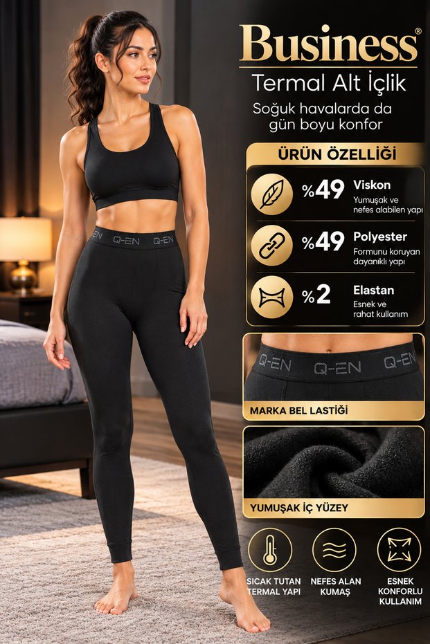 Business Women's Thermal Underwear Black Flexible Warm Underwear