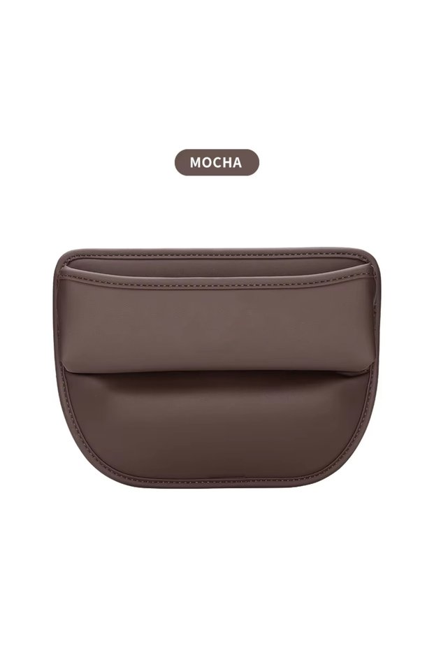 Brown Car Seat Gap Organizer Storage Box Nappa Leather Multifunction Universal Crevice Side Storage