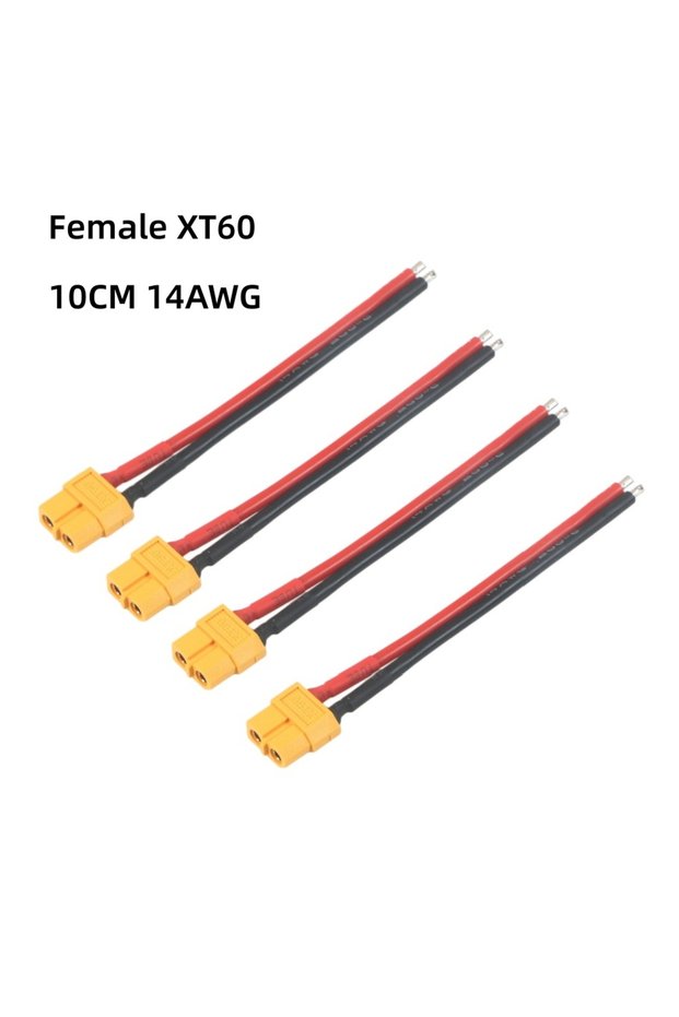 XT60 Female - 4Pcs 4pcs XT60 Battery Male Female Connector Plug - 10cm 14AWG Silicone Wire Cable for