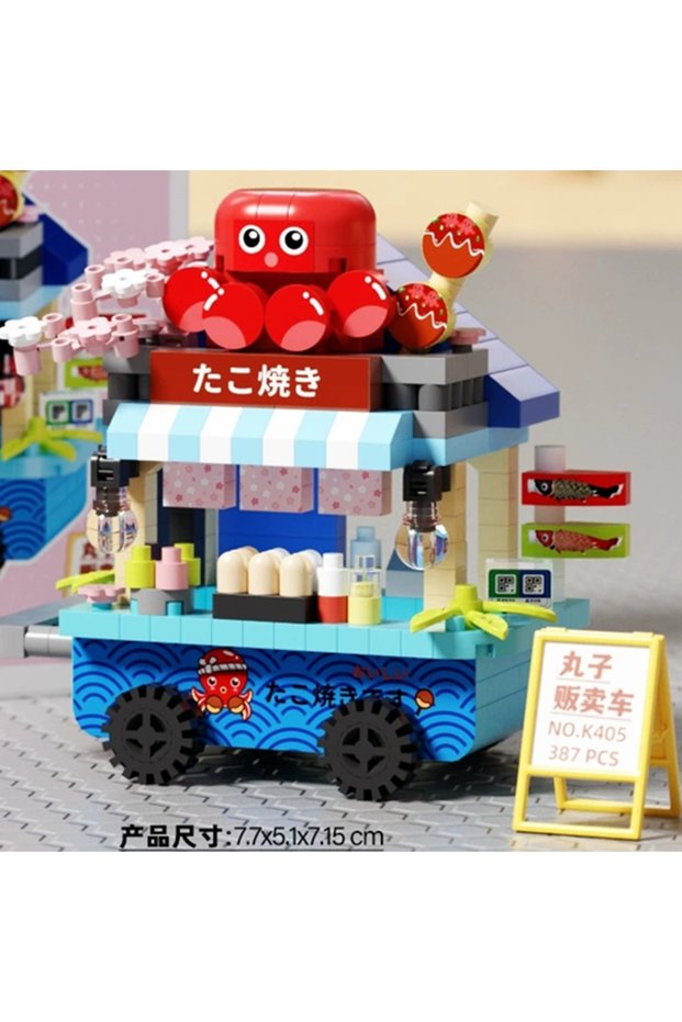 miniblocks no Box 387pcs NEW DIY Selling Car Food Truck Fruit Ice Cream Store Flower Street View Bui