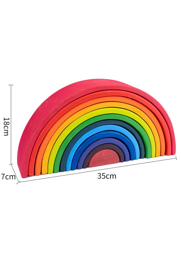 12pcs Rainbow block Baby Monterssori Educational toy Wooden Rainbow Block Stacking Building Blocks B