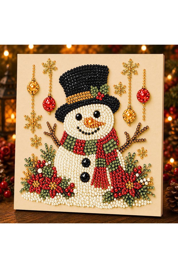 20*20cm 6 Christmas Pearl Painting Art Kit With Frame, DIY Pearl Art Craft Kit Diamond Dots Beads Ha