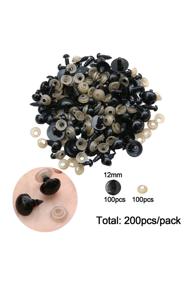 12mm 200pcs 12-460pcs 5-30mm Black Plastic Safety Eyes Multi-Size Suitable for Diy Crochet Animal Ey