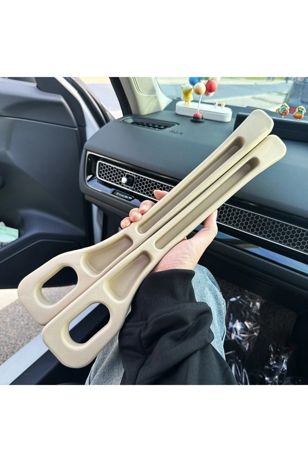 2PCS Beige 2Pcs Car Seat Gap Filler Organizer - Universal Anti-Drop Leak-Proof Strip with Storage Sl