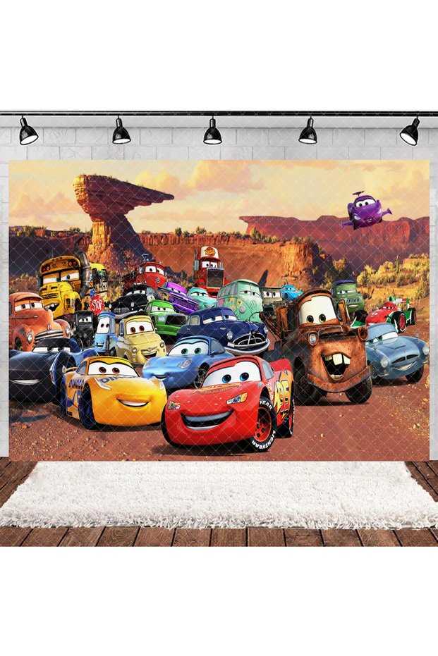 150x100 CM AZ440-19 Cartoon Racing Mobilization Backdrop Boy Birthday Party Decoration Balloon Cake