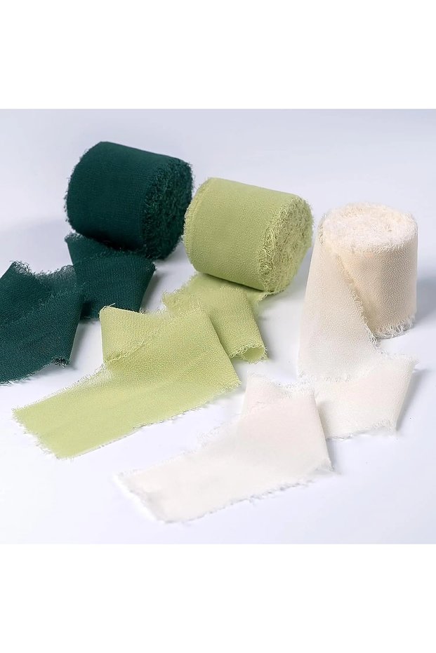5m 3Roll 103 3Roll/5m Handmade Frayed Edged Satin Chiffon Silk Ribbon Wedding Invitation Cards Wrapp