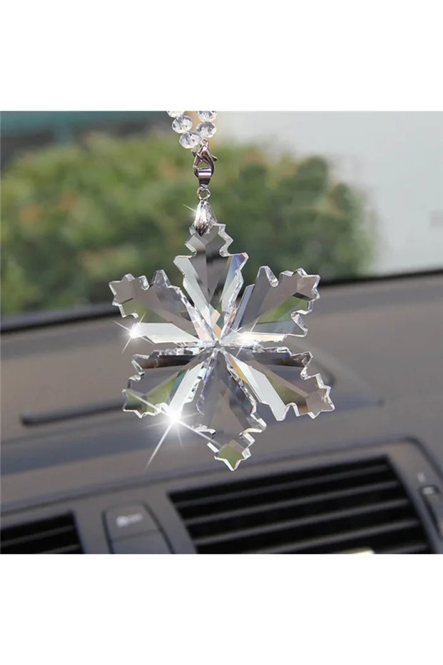 B Transparent Crystal Snowflakes Car Pendant Decoration Ornaments Sun Catcher Snowflake Hanging Trim