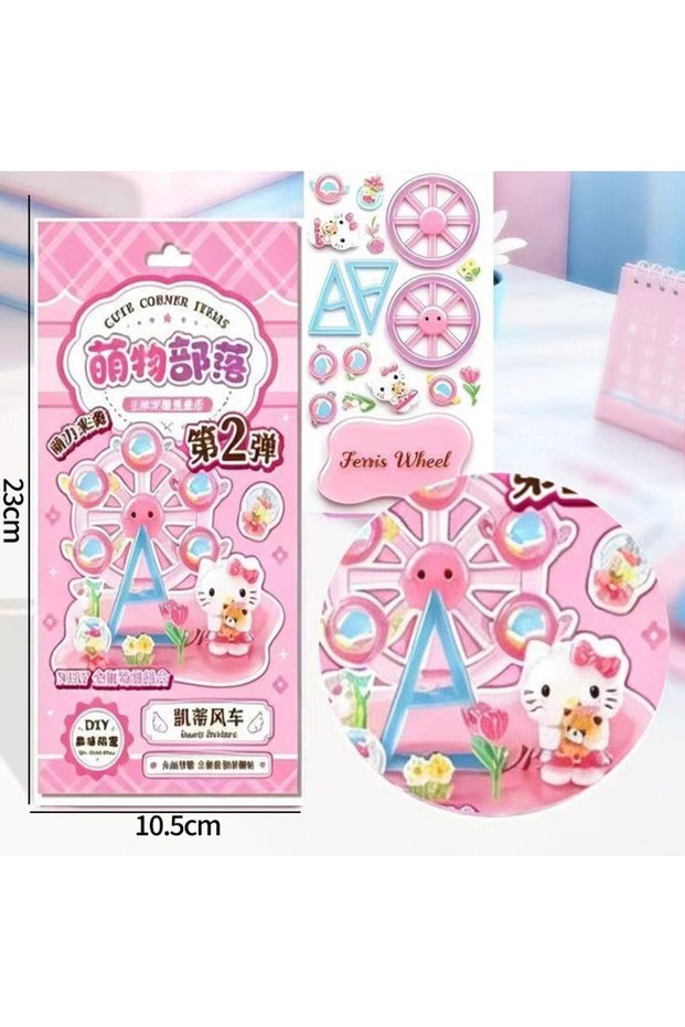S1 New Hot 3D Stacked Crystal Stickers Cute Kawaii Cartoon Pet Figure Stacked Stickers Handmade DIY