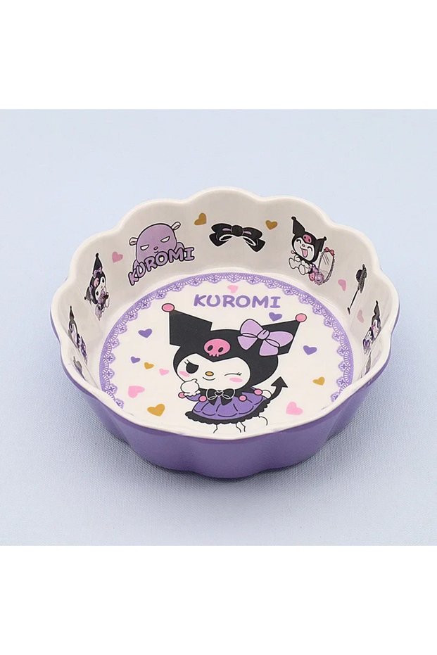 Kuromi Kawaii Lace Bowl Cute cartoon Printed Salad Bowl Multi-Color Dessert Fruit Bowl Safe T