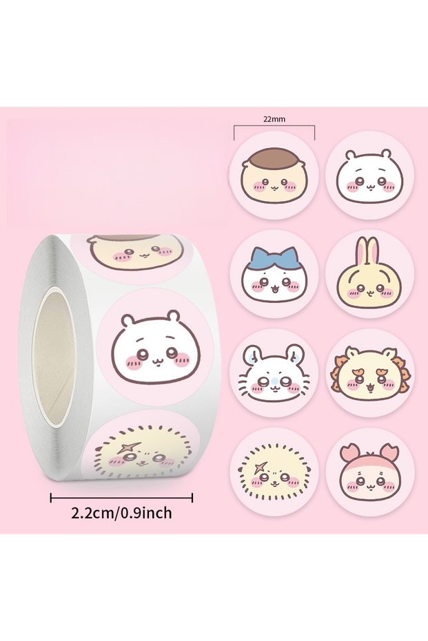 JU861 QQ 500PCS Chiikawa Funny Emoji Roll Stickers Waterproof Vinyl Decals for Envelope Seal