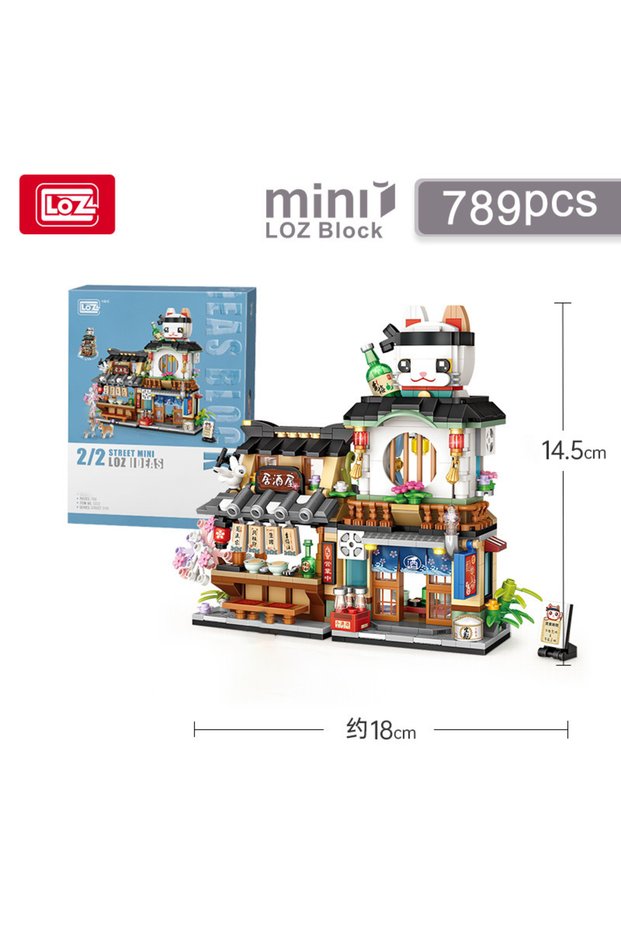With box LOZ Street View folding series Takoyaki Shop Shaved Ice Shop Aquatic building models assemb