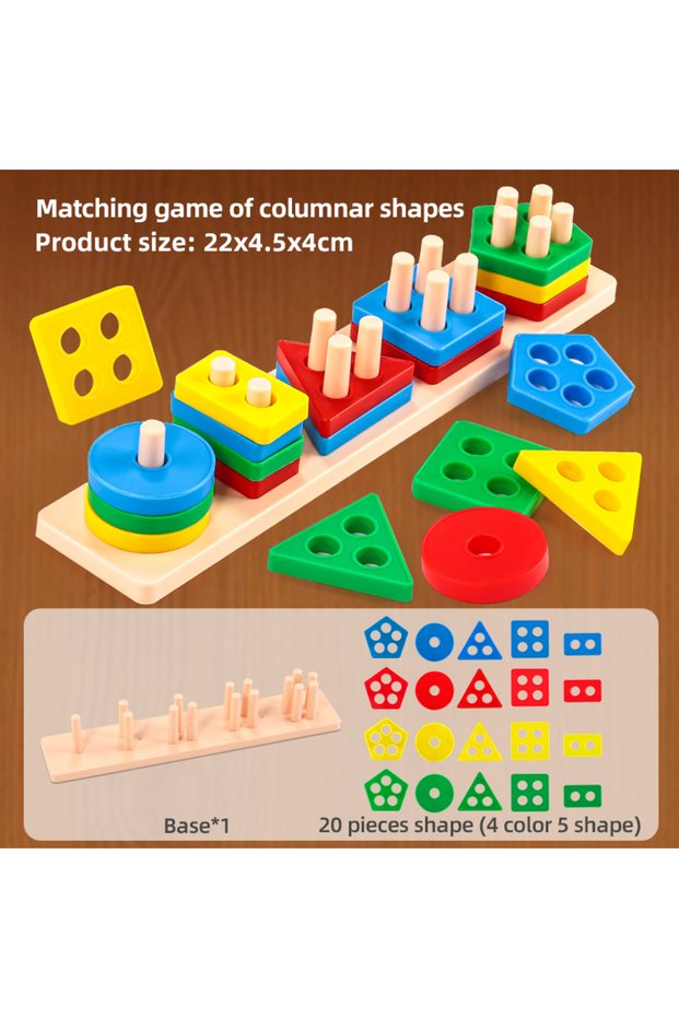 23cm Shape Set Pillar Children's Plastic Geometric Shape Matching Cognitive Graphic Toys in Macaron