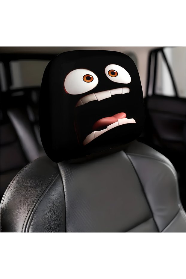 A 2pcs Classic Headrest Covers, Cartoon Character Head Theme Headrest Covers, Comfortable Vehicle S