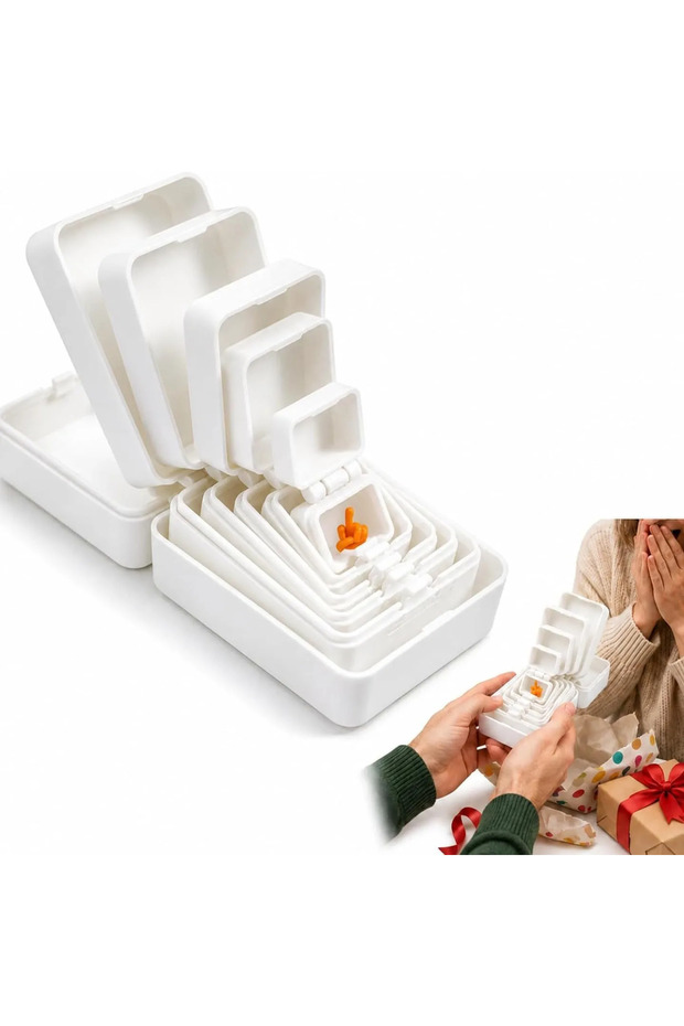 white Funny 3D Printed Multi-Layer Nesting Surprise Gift Box,Halloween Gift Box with Mini Middle Fin