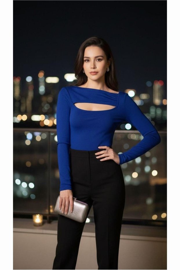 Flexible Sandy Long Sleeve Fabric Collar Cycling Blouse