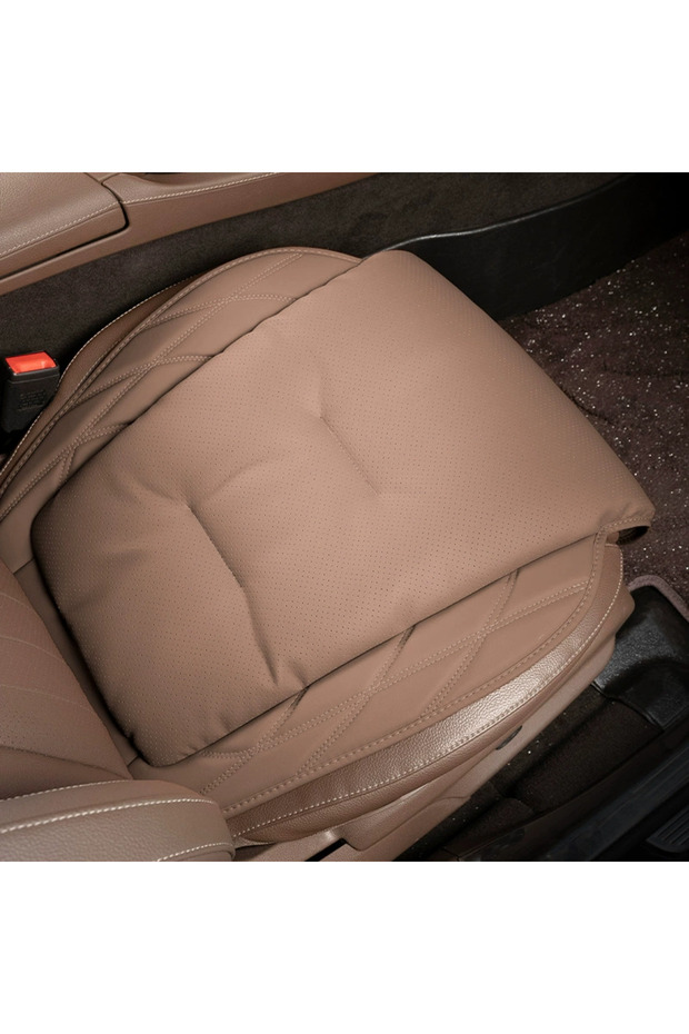 Brown New Car Seat Cushion Breathable Nappa Leather Car Seat Extended Leg Support Pad for Most Cars