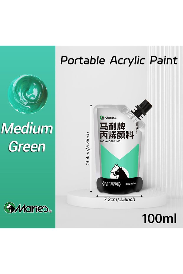 Medium Green 100ml Marie's Acrylic Paint,Assorted Colors,Waterproof,Pigments for DIY Craft,Rock,Wood