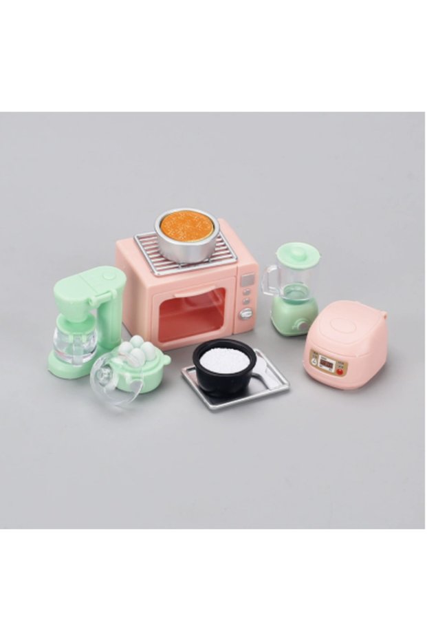 doll cooking set pin 1:12 Dollhouse Miniature Kitchen Kit Realistic Microwave & Rice Cooker Mini App