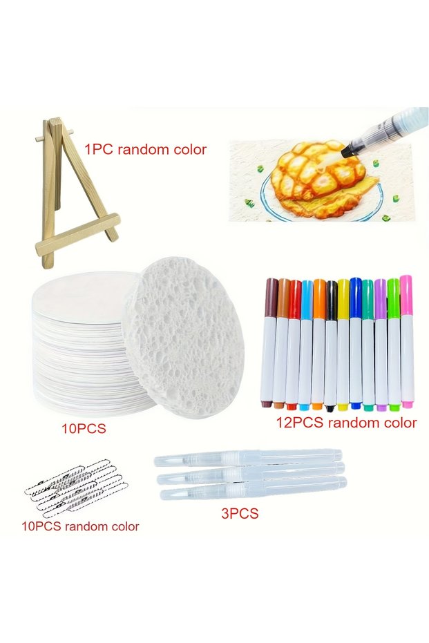 Blue With Drawing Pens Magics Texture Painting Kit with 10 Foam Paint Paper 12 Markers DIY Bubble Dr