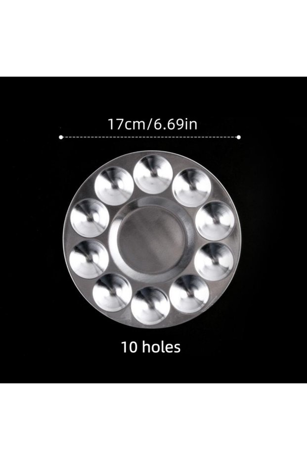 Round 10 holes Aluminum Paint Palette, Lightweight Metal Mixing Tray for Watercolor Acrylic Oil, Por