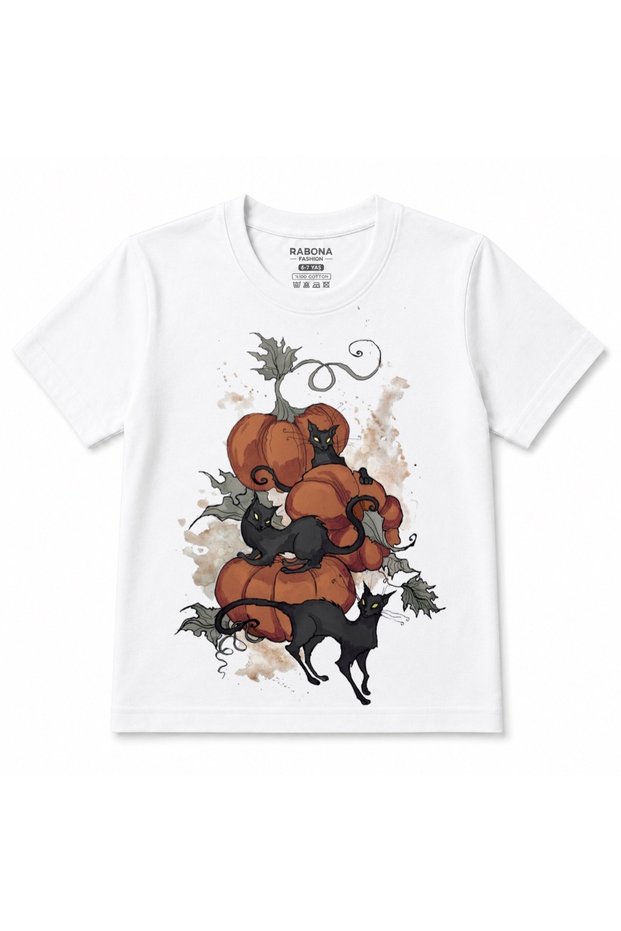 Midnight Pumpkin Cats – Halloween Black Cats & Pumpkins Graphic Print